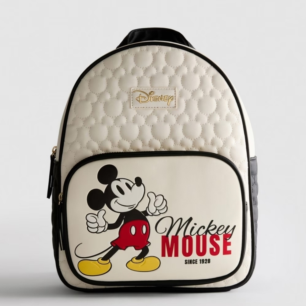Disney's Mickey Mouse Quilted Backpack Beige N Black, Primark Exclusive - Picture 1 of 6